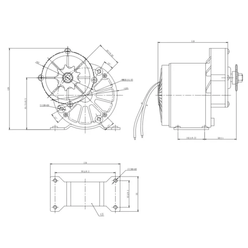 Motor eléctrico de reducción de engranajes 36V/12V potente motor eléctrico con polea de correa - Imagen 14 de 38