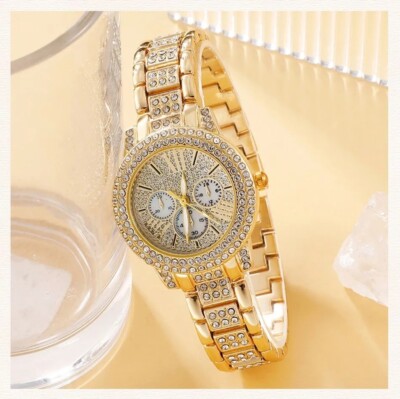 Elegant Gold Women\'s Watch Set Elegant Gold Watch & Bracelet Gift Set, Tarnish-resistant - Etsy main image 4