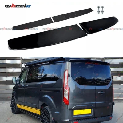 WHEELX GLOSS BLACK REAR TWIN BARN DOOR ROOF SPOILER FOR FORD TRANSIT CUSTOM 2012-2020