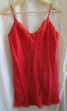 Vintage red silk lingerie slip lace Victoria's secret L
