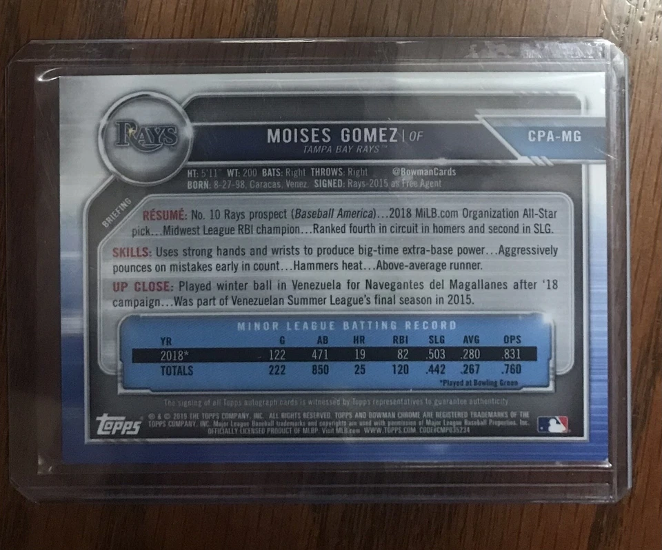 2019 Bowman Chrome 1st Moises Gomez Blue Auto 11/150 Cardinals HOT RC - Image 2 of 4