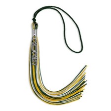 Endea Graduation Hunter Green/Gold/White Mixed Color Tassel Silver Stacked Date