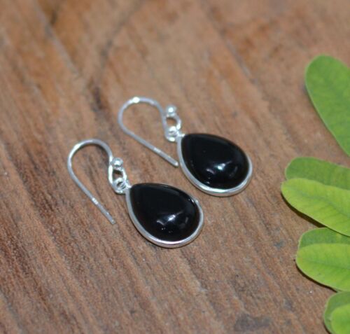 925 Solid Sterling Silver Green Onyx,Garnet Multi Stone Hook Earring Ji760 - Picture 12 of 81