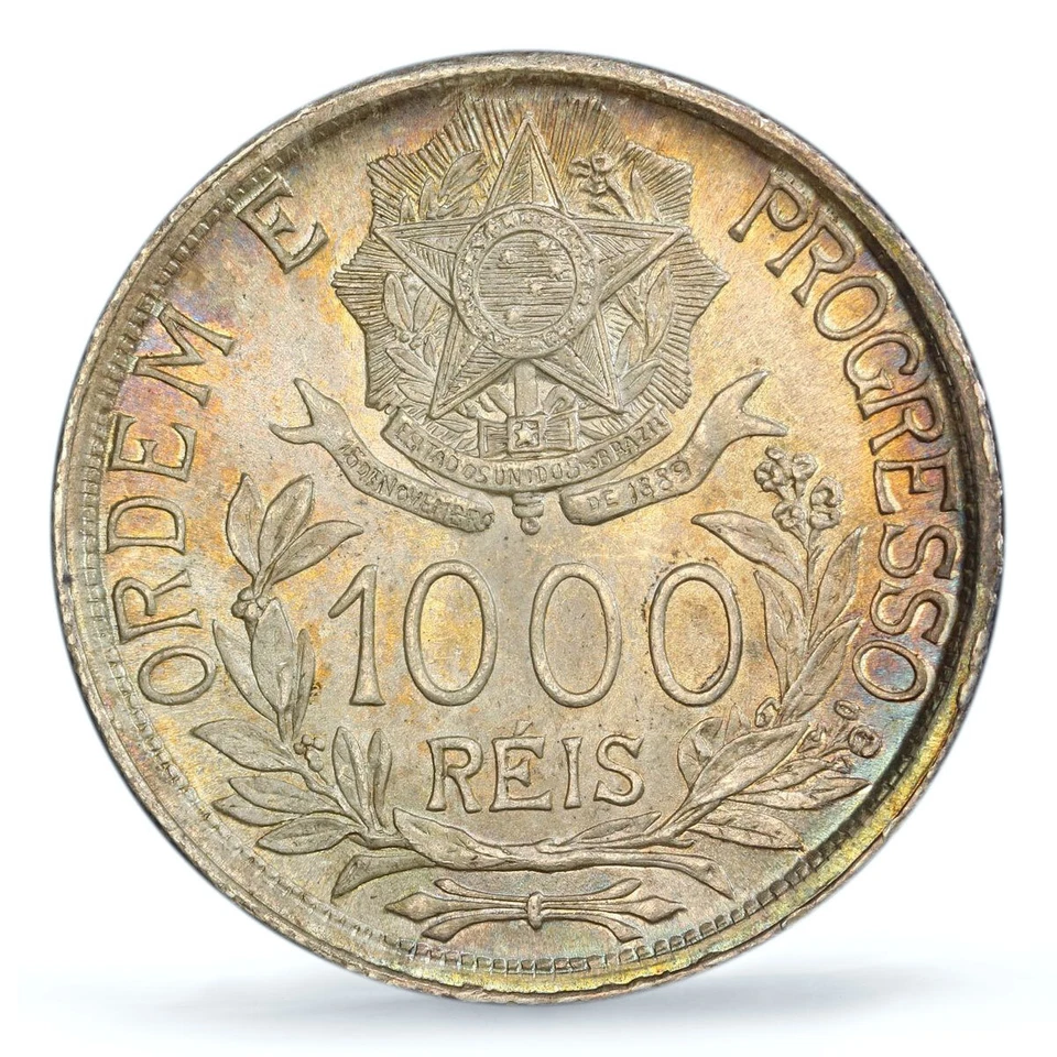 Brazil 1000 reis Regular Coinage Liberty Head KM-510 MS65 PCGS silver coin 1912 - Image 2 of 4