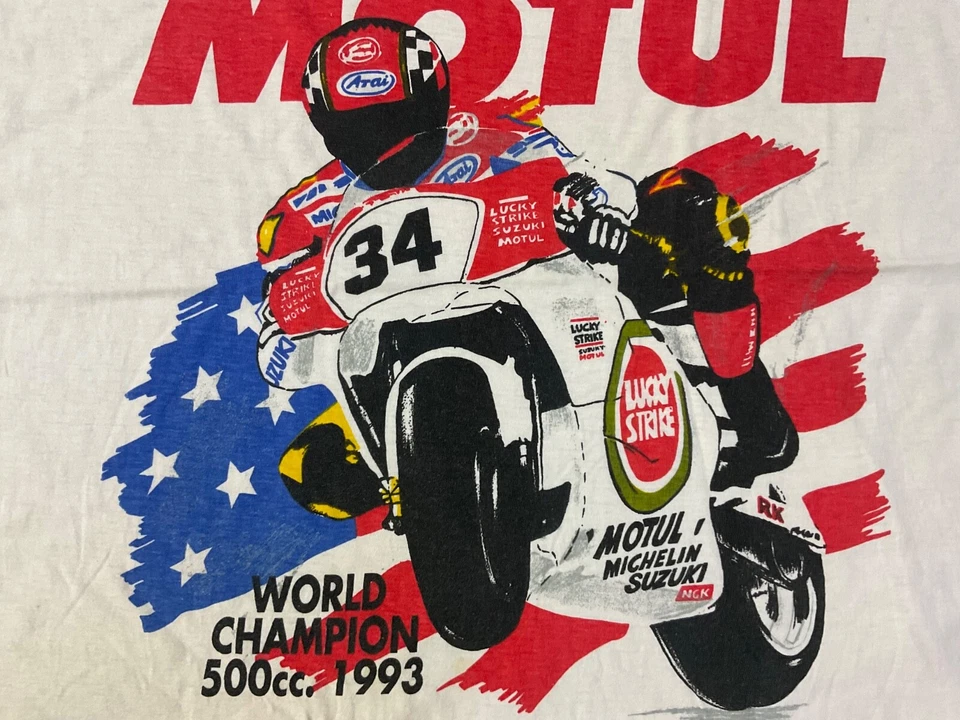 Vintage 90s Kevin Schwantz 1993 World Champion 500cc Grand Prix T-Shirt Fits 2XL - Image 2 of 4