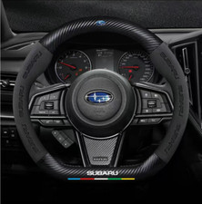 15" PU Leder+Kohlefaser Lenkradabdeckung für 1960-2026 Subaru Alle Autos