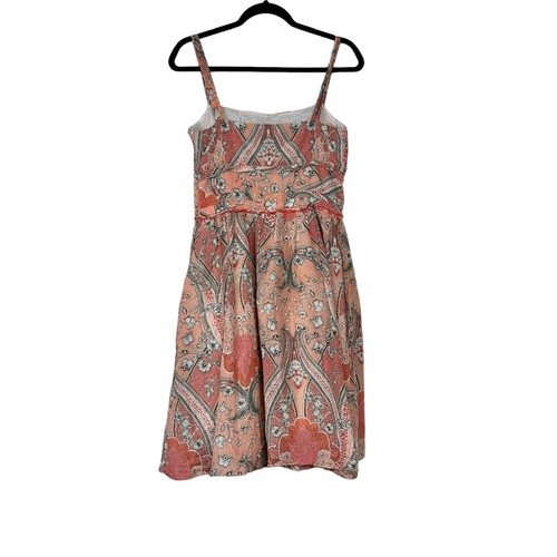 Ann Taylor Spaghetti Strap Paisly Floral Silk blend dress Size 8 EUC - Picture 2 of 7