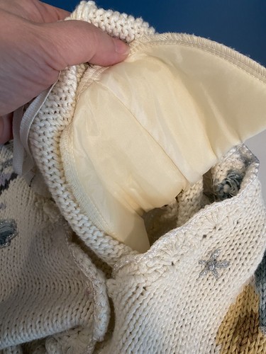 VTG KATHIE LEE Cardigan 3XL HOLIDAY BEAR CHRISTMAS Cable Knit Sweater Cream - Picture 15 of 16