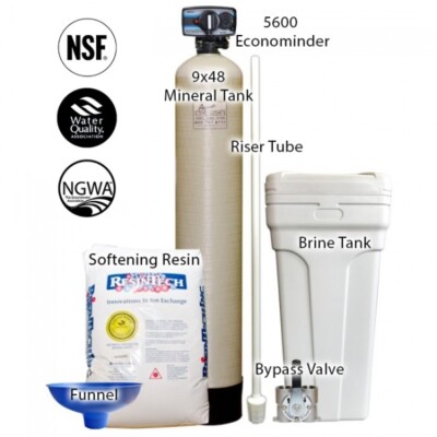 Fleck 5600 Econominder Water Softening System - 9'' X 48'' Tank - 32,000 Grain