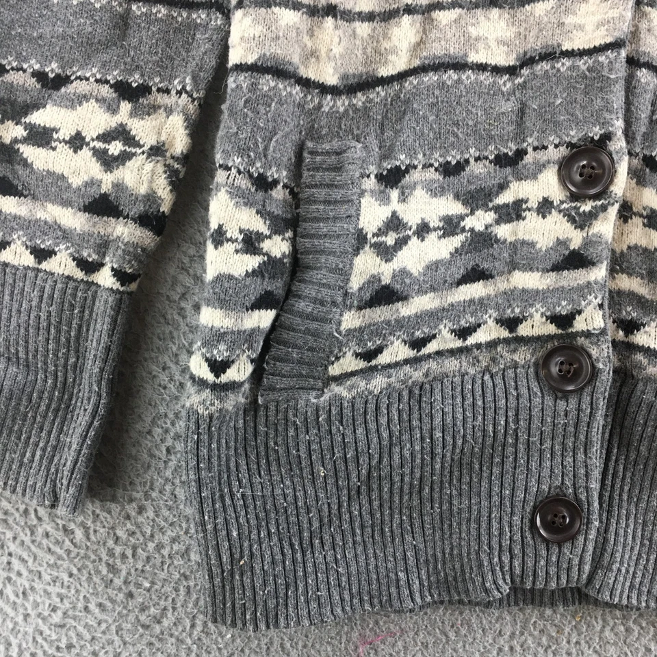 Cárdigan tejido Eddie Bauer Fair Isle para mujer XS gris tejido mezcla de algodón abotonado Foto 4 de 4