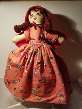 LITTLE RED RIDING HOOD / WEREWOLF / GRANNY. TOPSY TURVY 3 FACE RAG DOLL. 16"