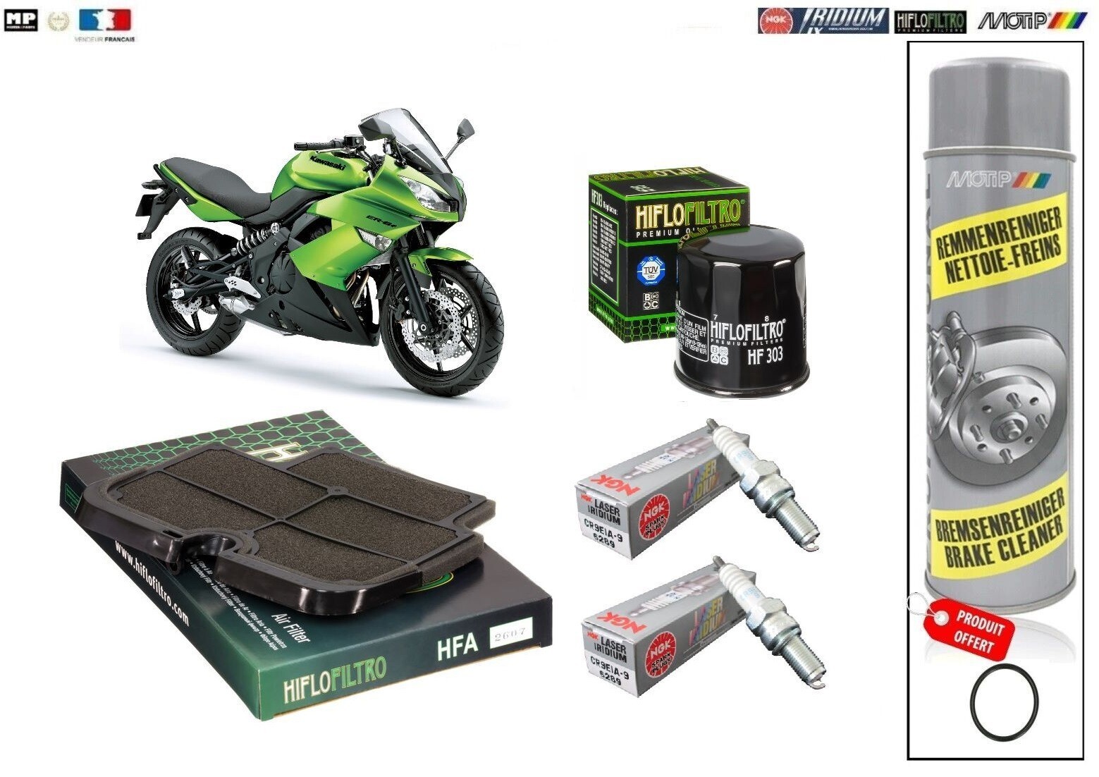 Kit entretien Kawasaki ER-6N 650 2009-2011 sans huile pack revision filtres