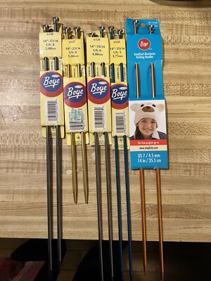 Boye Knitting Needles LOT OF 5 Assorted Sizes