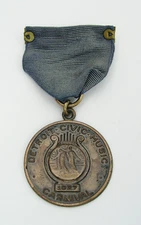 1927 DETROIT CIVIC MUSICAL CARNIVAL MEDAL ON RIBBON - MICHIGAN