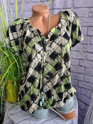 Heine Cheer Shirt Bluse Tunika Damen Gr. 34 bis 40 Kurzarm mehrfarbig (1938)