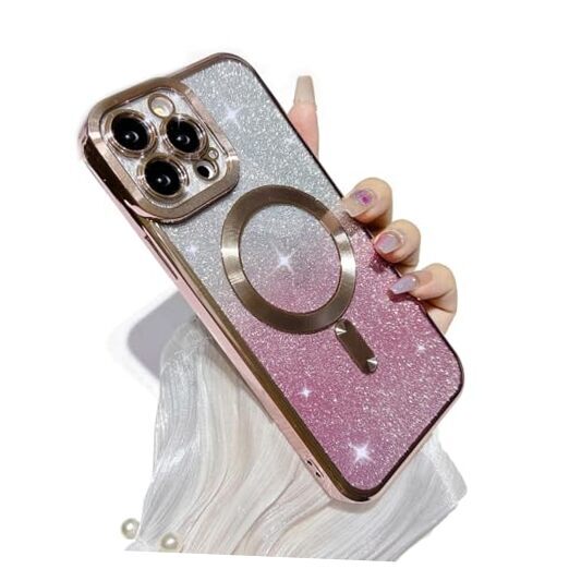 Magnetic for iPhone 15 Pro Max Case, [Compatible with MagSafe] [Full Pink