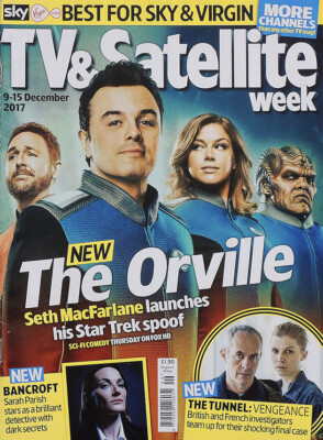 TV & SATELLITE WEEK 9 DEC 2017 . THE ORVILLE SETH MACFARLANE FRONT COVER
