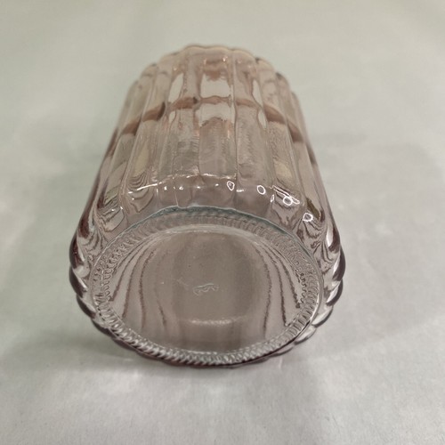 Purple Mauve Small Glass Flower Bud Vase Ribbed Design 8" x 2.5" Home Decor - Picture 4 of 7