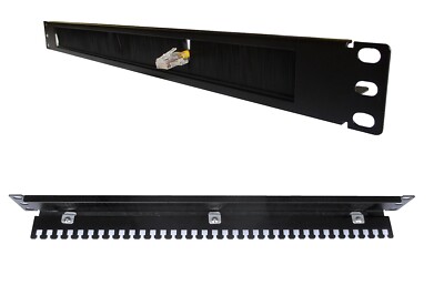1U 19'' horizontal cable management panel with brush entry & organizer gear slot