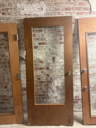 36x80 Wood Full Lite Clear Glass Door Left/Right-Hand Inswing w/ Hardware