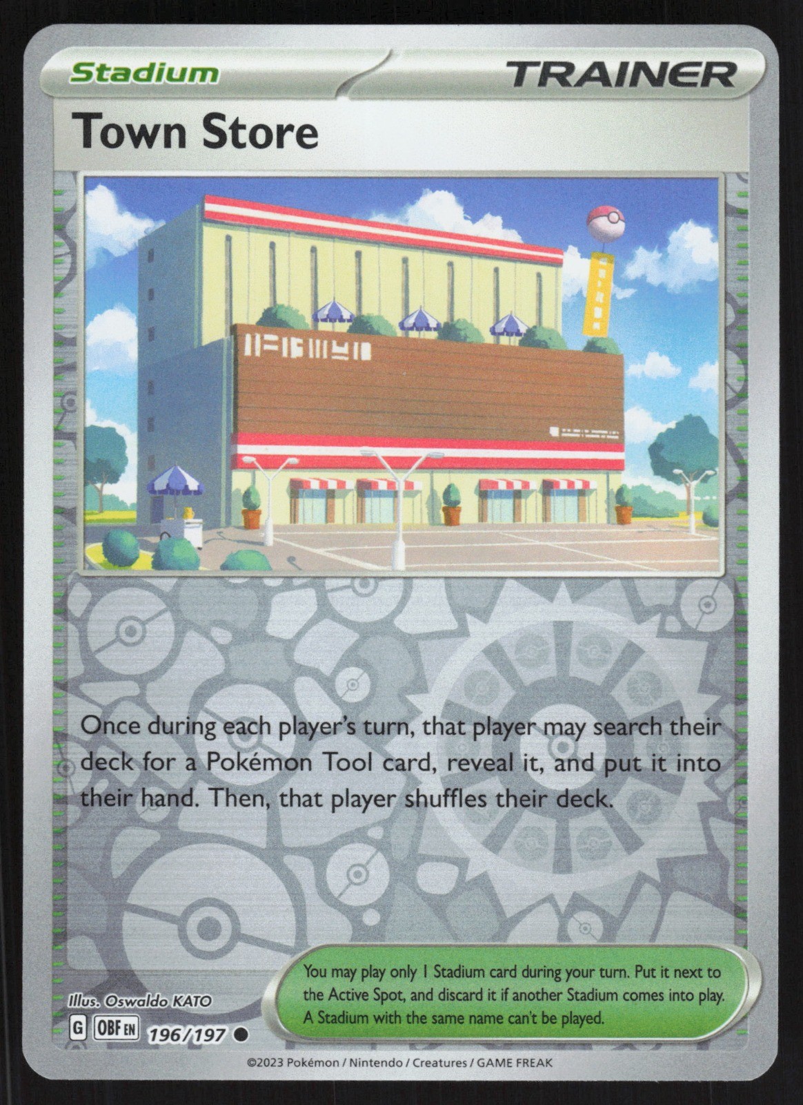 Town Store Reverse Holo 196/197 NM SV03: Obsidian Flames Pokemon Card