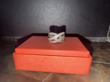 Judith Ripka Sterling Silver 925 CZ Pavé Highway Crisscross Ring Thailand Size 6