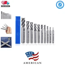 Asnomy 10Pcs 4-Flute End Mill Set, Metric Cnc Milling Cutter Drill Bit 2-12mm