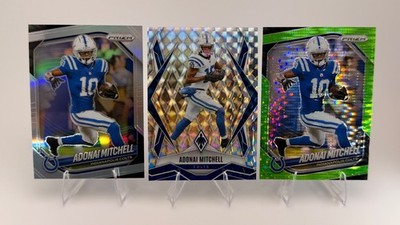 2025 Adonai Mitchell 3 Card Lot Silver Prizm Green Pulsar Pyramids Colts A32