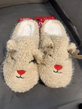 Christmas Reindeer Soft Plush Warm House Slippers Indoor Outdoor Size 8-9