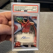 2024 BOWMAN'S BEST ROMAN ANTHONY Black Refractor Auto 08/10 Boston RedSox