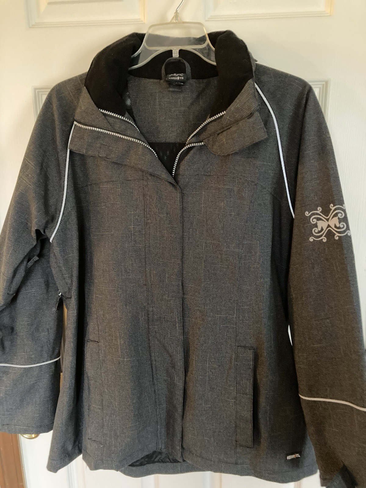 Kerrits Hooded Waterproof Riding Equestrian Jacket XL Vents Pockets Dark Gray