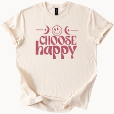 Choose Happy T Shirt Retro Smiley Face Positive Affirmation Graphic Tee