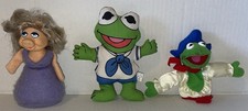 Muppets lot of 3 Kermit the Frog Miss Piggy Jim Henson Vintage Plush Puppet Baby
