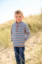 Riley Boys&rsquo; Sweatshirt - Blue Orange Stripe Cotton Half Zip Top