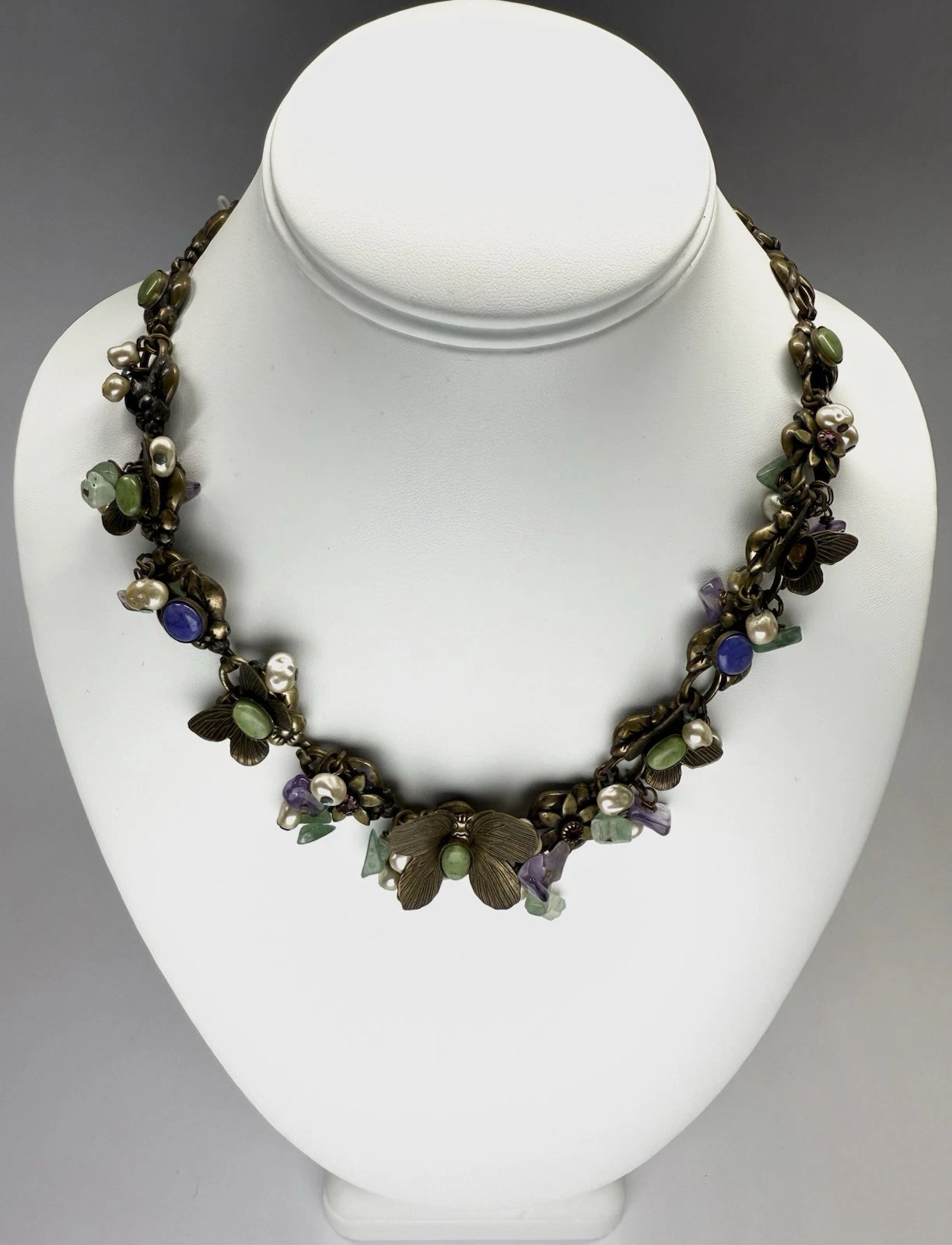 MARY DEMARCO Whimsical Butterflies & Flowers Vintage Necklace Jewelry N165