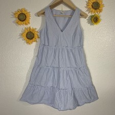 J. Crew Fac Blue White Pinstripe Sleeveless Dress Size 4 Small