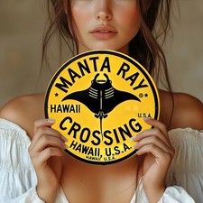 8x8 Inch Retro Metal Wall Art Sign - Tin Metal Signs Vintage Hawaii Surfing Desi