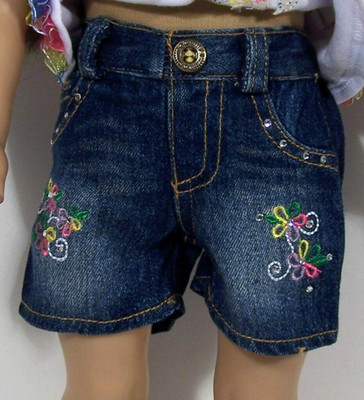 Blue Denim Shorts Doll Clothes For 18'' American Girl (Debs)