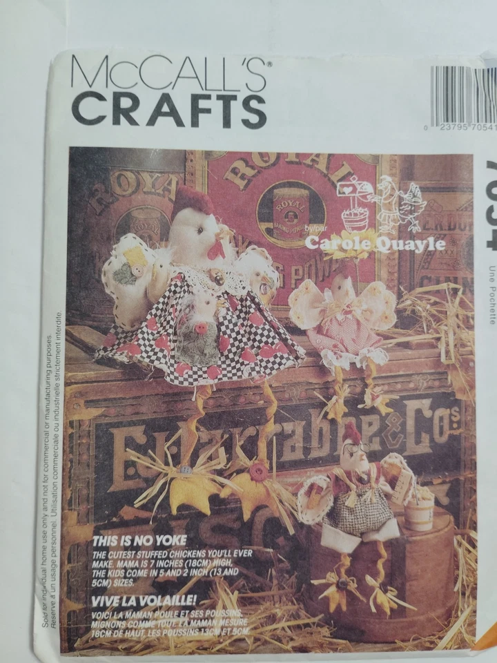 Chicken Plush Doll McCalls 7054 Craft Sewing Pattern This is Know Yolk Animal - Image 2 of 4