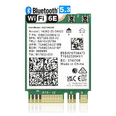 WiFi 6E AX210 NGW Wireless Card M.2 2230/NGFF WiFi 6E Laptop Module with Blue...
