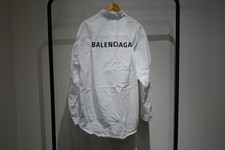 Balenciaga White Oversize Back Logo Long Sleeve Button-Up Shirt Cotton Size3 125