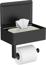 Toilet Paper Holder with Shelf Wall-Mounted Modern Wipes Dispenser  Matte