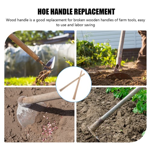 2 Pcs Wood Handle Handles Solid Tool Wooden Hoe Replacement for Garden Tools - Picture 2 of 12