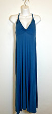White Stuff Baby Doll Maxi Dress Blue Cotton Halter Twist Strap Knot Front UK 14