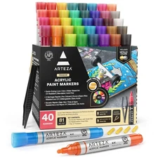 ARTEZA Acrylic Paint Markers, Set of 40 Acrylic Paint Pens Office Product