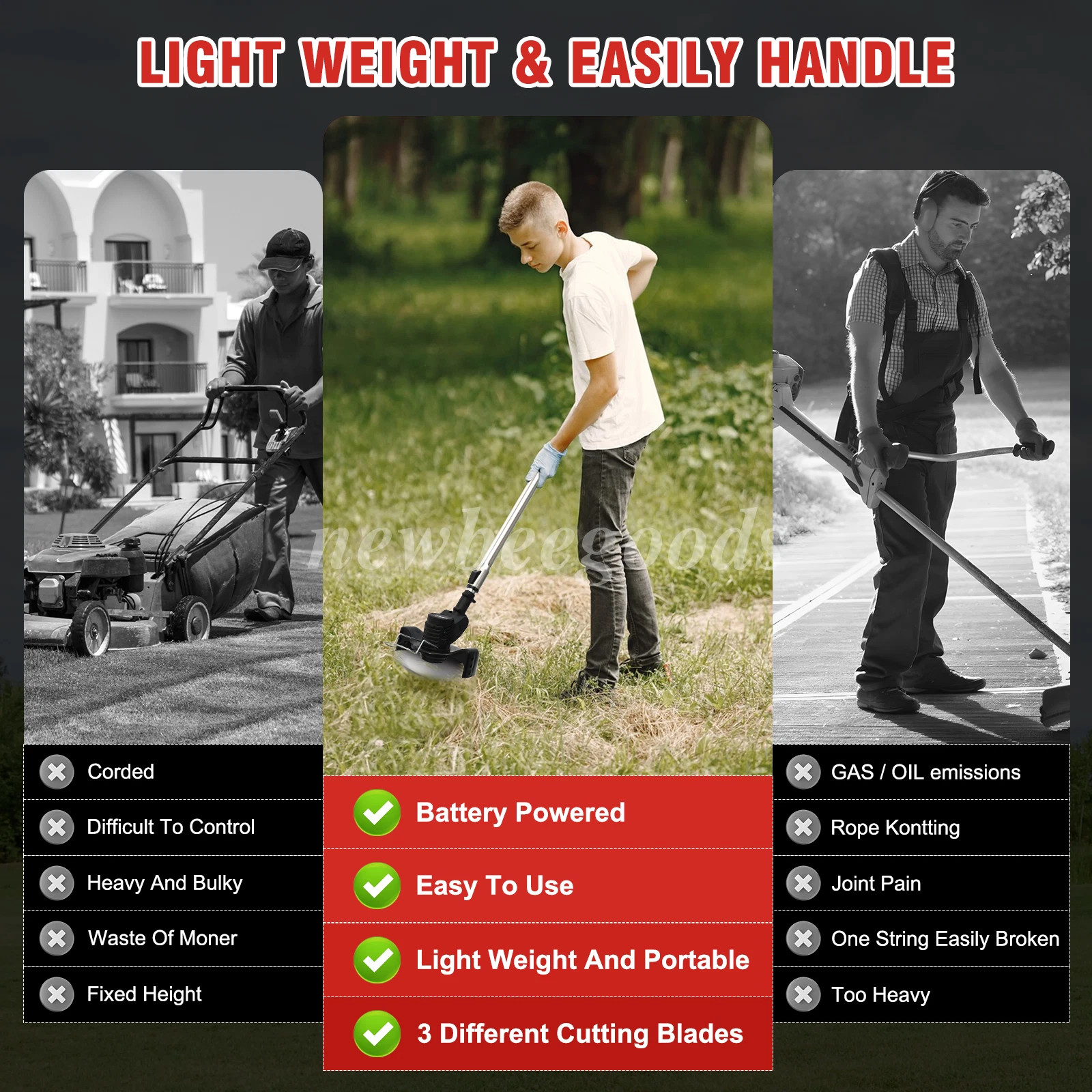 21000RPM Cordless WeedEater Electric Lawn Mower Lawn Edger Grass String Trimmer