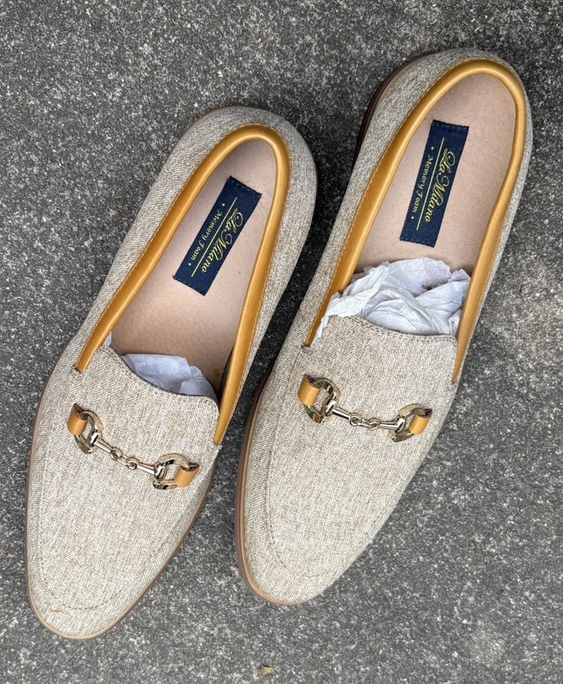 La Milano Mens 8.5 Leather Brown Casual Canvas Slip‎ On Dress Loafers Shoes Gold La Milano Tan Buckled Slip On Shoe – Avanti Milano Formalwear main image 4