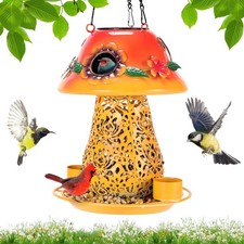 Solar Bird Feeders for Outdoors Hanging Metal Wild Bird Feeder with S Hook fo...