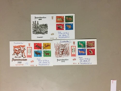 Three FAUNA Germany registered fdc with multiple semipostal stamps