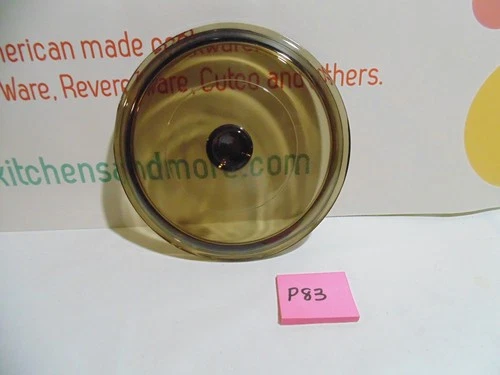 Corning Ware PYREX P-83-C Amber Brown Glass Menuette Skillet Lid USA